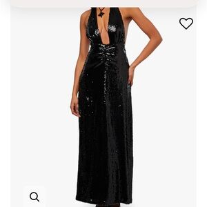 WeWoreWhat Black Sequin Embellished Cocktail Gown